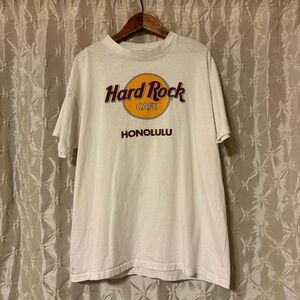 Hard Rock Cafe Honolulu White Short Sleeve Tee Shirt Hawaii